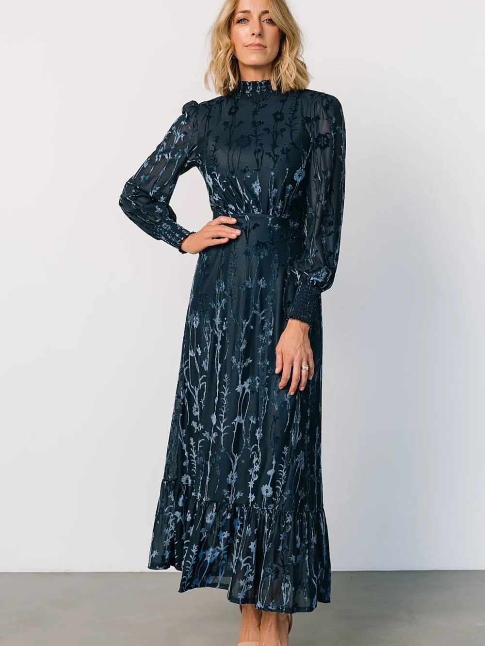 Baltic Born green Floral Puff-Sleeve Maxi Dress, NWT - Picture 2 of 15